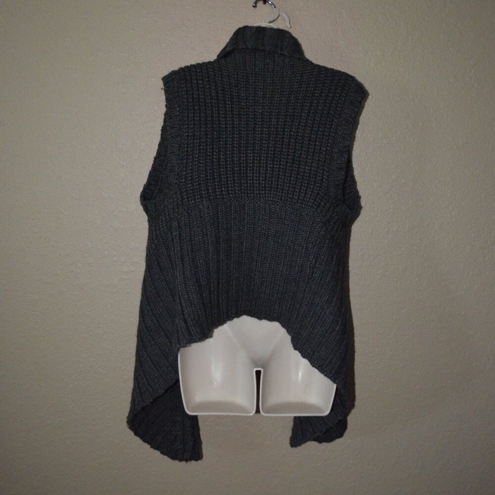 Sz S Michelle Mason Gray Cable Knit Sleeveless Cardigan Sweater Vest - Picture 7 of 8